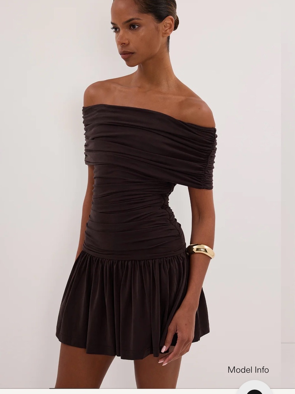 DISSH Fez Off-Shoulder Ruched Mini Dress M NWT - Picture 2 of 4